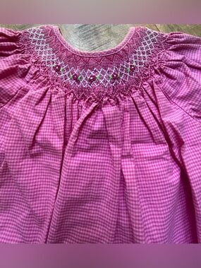 Simply Smock of New York Pink Gingham Smocked Dress 12 Months
